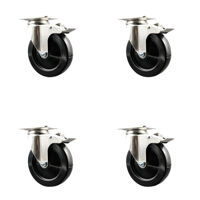 Jeu de roulettes avec plateau pivotant en acier inoxydable 316SS