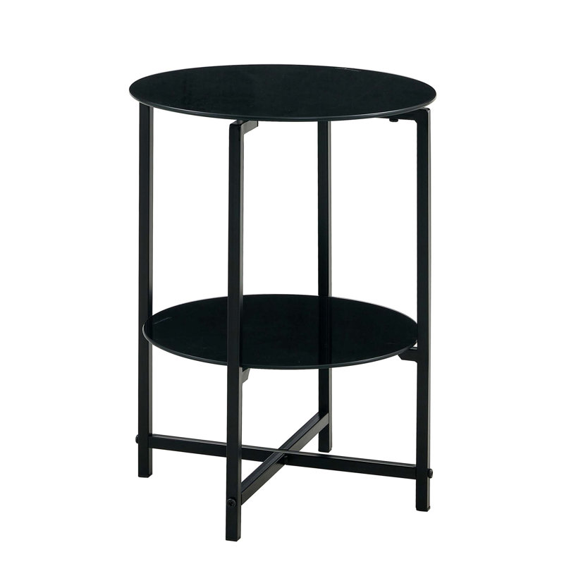 Ixchell Glass Top End Table, Black