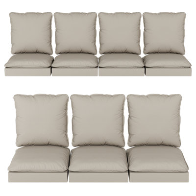 Square Two Layer Outdoor Patio Seat and Back Cushion Set with Removable Washable Zipper Cover, Flexible Quantities from 1 to 10 Sets and Two Color Choices Beige and Dark Blue for Garden Lounge Furniture