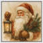 Décoration murale classique de père Noël avec lanterne et branche de pin - impression sur toile encadrée-454653167-454653075