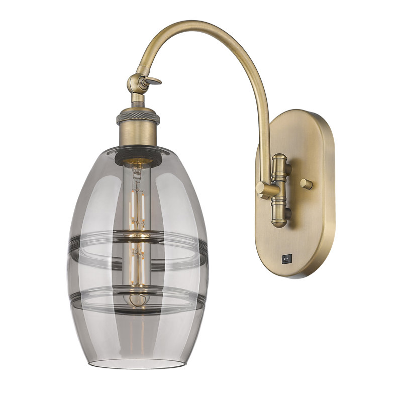 Dundrod Steel Armed Sconce, Light Smoke, Brushed Brass