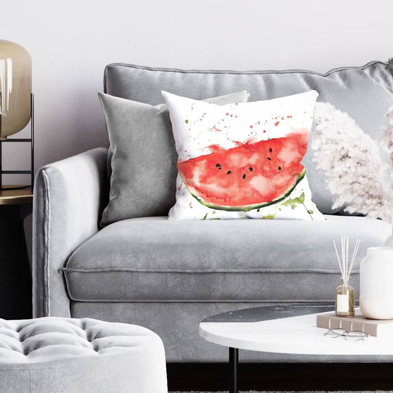 Watermelon slice - 16"x16" Throw pillow cover - Poly twill - Print on demand, 16'' x 16'', Pillow Cover Only - No Insert