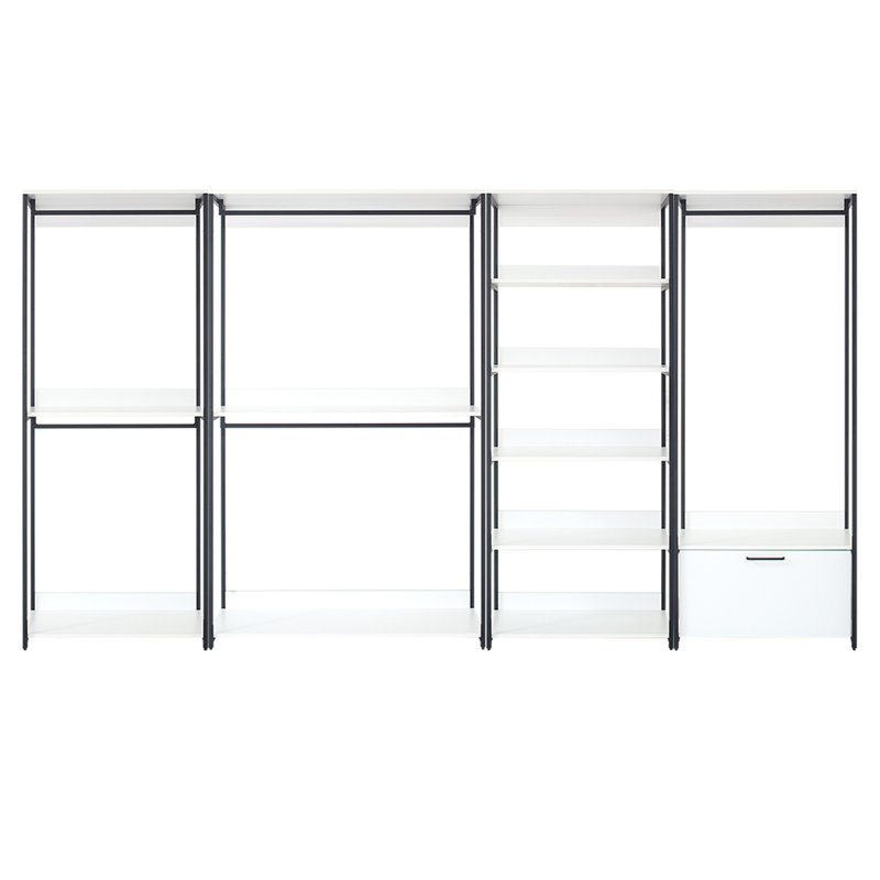 Walk In Closet With Metal - Extra Deep Storage, To Discoloration, Stain & Scratch , Water Heat E0 Board White Freestanding Frame Powder Coated, Storage Compartments, Materials, Finish, Board, 2X