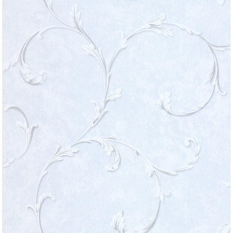Vanina Scroll 10m x 53cm Wallpaper Roll, Light Blue