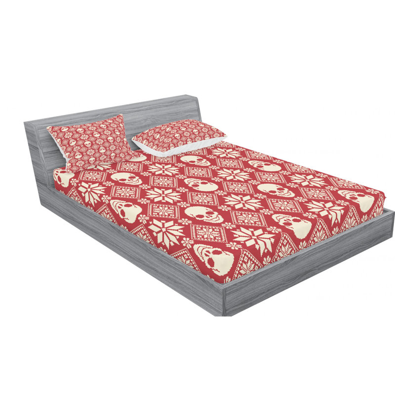 Nordic Microfiber Geometric Sheet Set, Full/Double Sheet Set+Fitted Sheet+2 Pillowcases