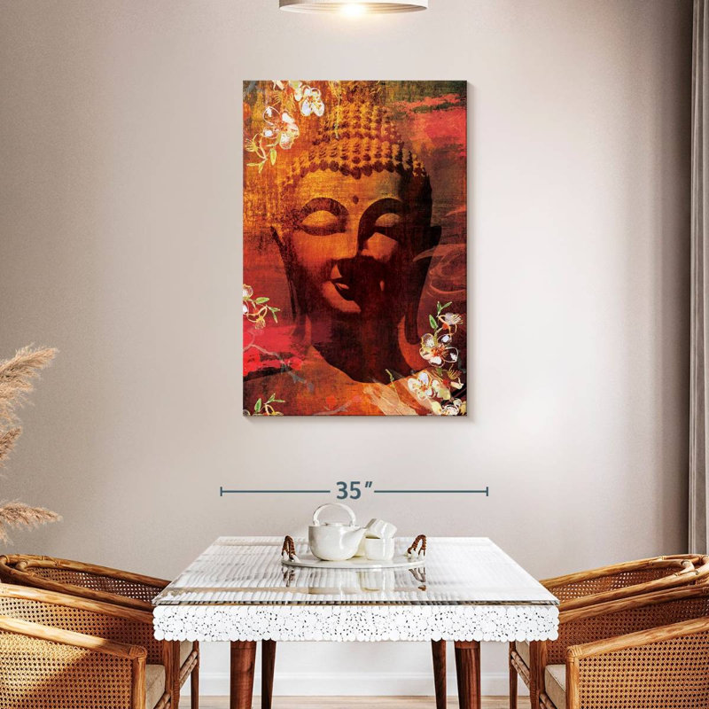 Tête de Bouddha fleurie Leisha II, H 45 po x l 30 po