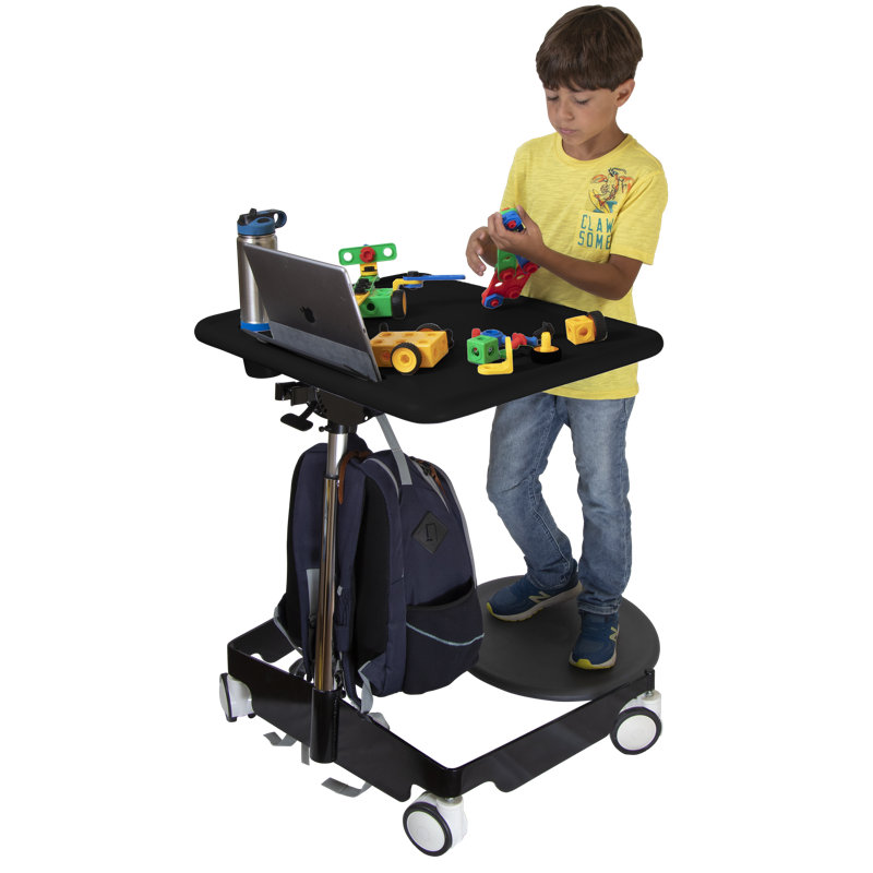 KORE Design Adjustable Sit-Stand Mobile Student Desk – 31" to 38" Height Range for Kids and Classrooms, Black