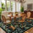 Tiger Area Rug for Living Room, Machine Washable Non-Slip Low Pile Rug, Botanical Jungle Animal Print Rug, Stain-Resistant Soft Foldable Floor Covering-651022835