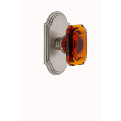 Grandeur Arc Plate Privacy with Baguette Crystal Door Knob
