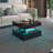 Square Coffee Table With Led Lights, 2 Tier Living Room Cocktail Table, 23.6"x 23.6"x 15.7"-1801962954