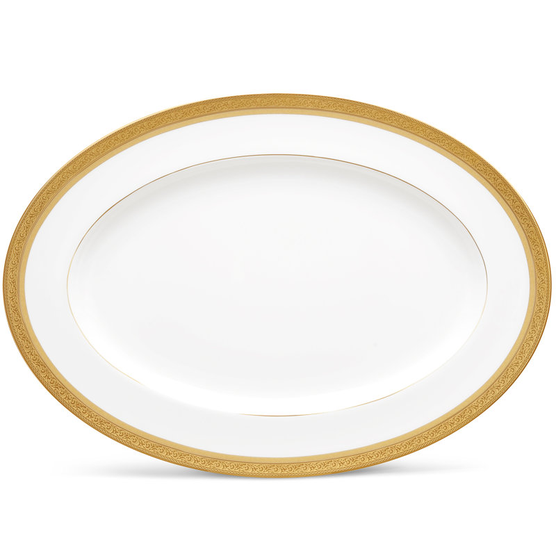 Plateau ovale Noritake Summit, Or, H 1 po x l 14 po x P 10 po