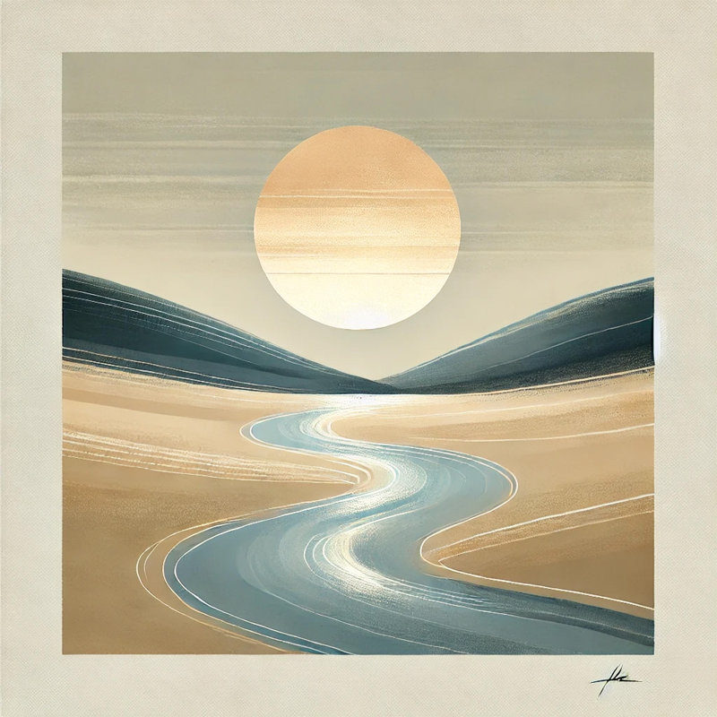 Golden Stream: Abstract Sunlit River, reproduction sur toile, H 12 po x l 12 po x P 1 po