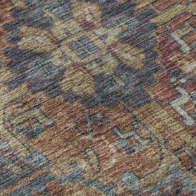 Premium Machine Washable Cerrito AMF571 Red Rug, Rectangle 2'6" x 3'10"