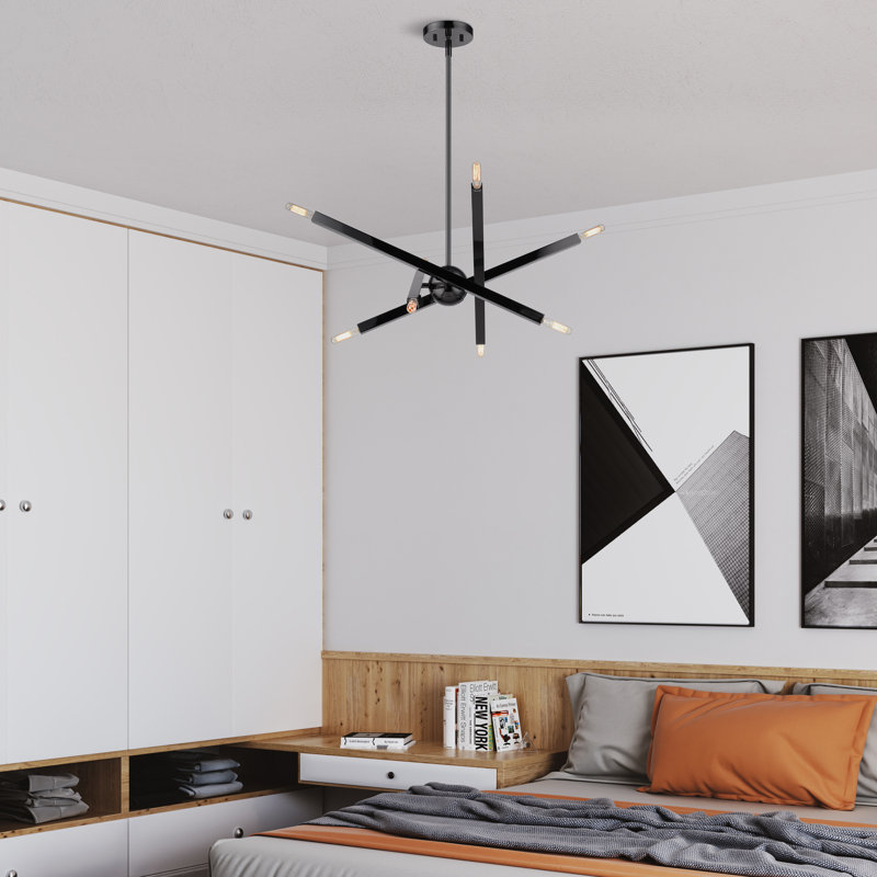 Monaco 8-Light Black Chrome Sputnik Chandelier