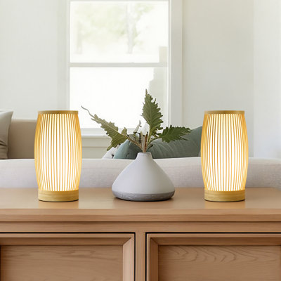 Ensemble de 2 lampes de table en bambou polyvalentes avec lumière douce