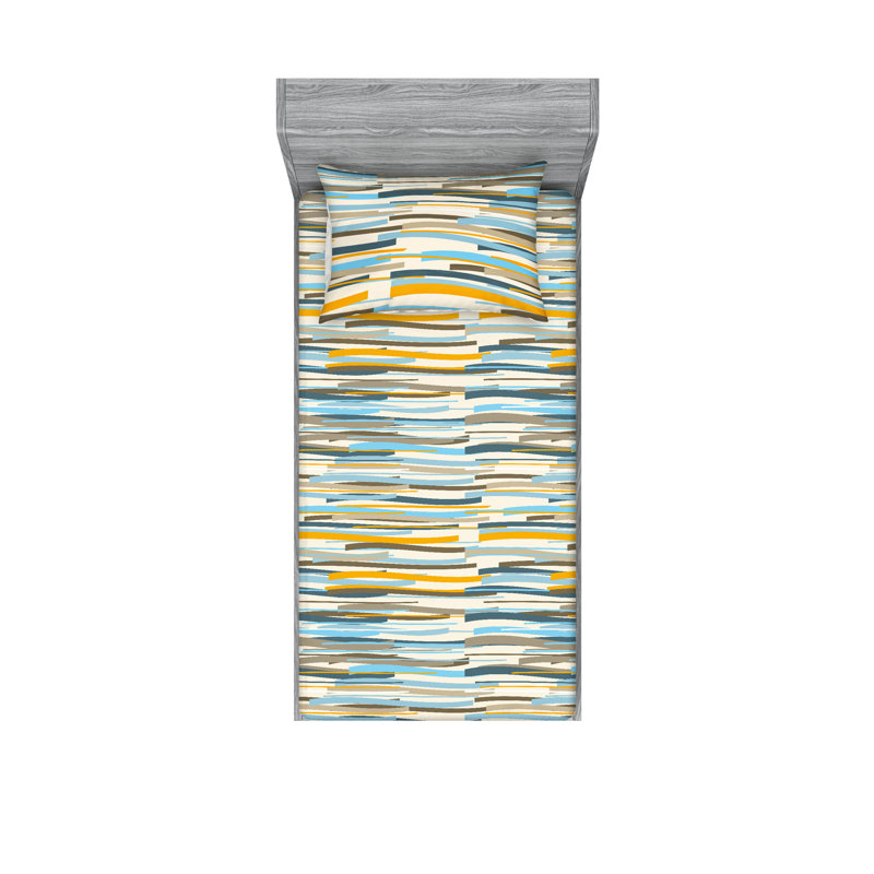 Drap-housse et taie décorative Ambesonne, Ensemble de draps pour lit simple avec 1 taie d'or