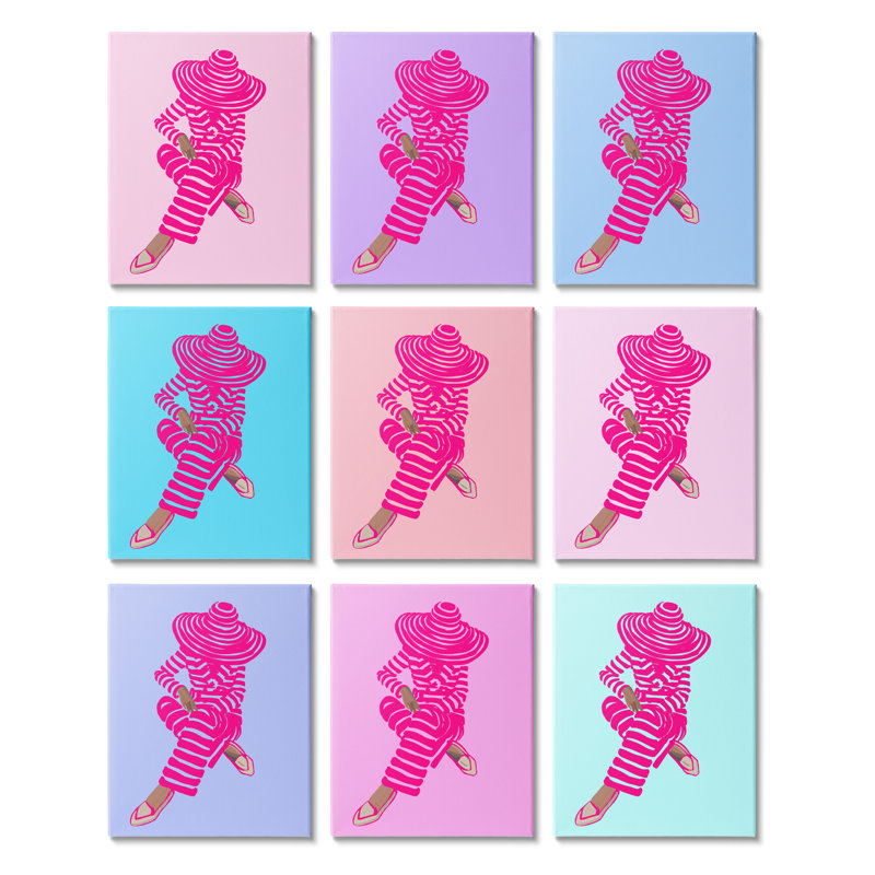 Poupée rose pastel à la mode avec silhouettes glam glam par Amelia Noyes - 9 pièces