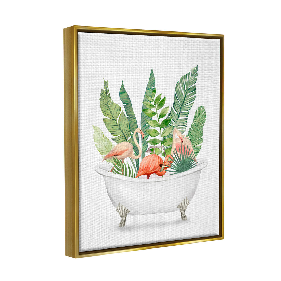 " Tropical Flamingoes Bathtub Plants " by Ziwei Li Stupell Industries