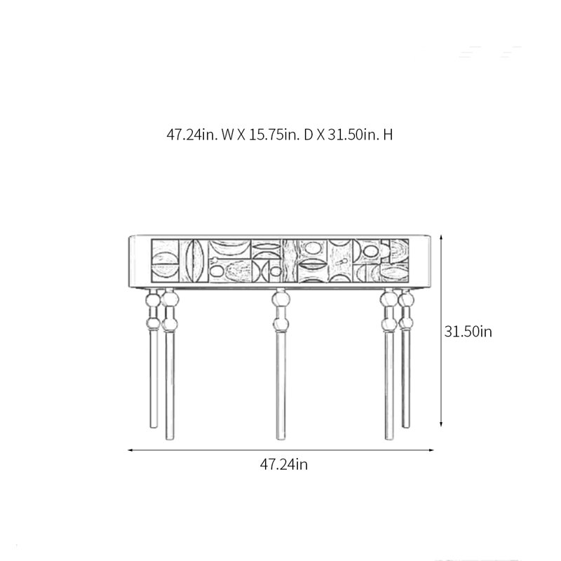 Console rétro élégante avec 2 tiroirs, Blanc