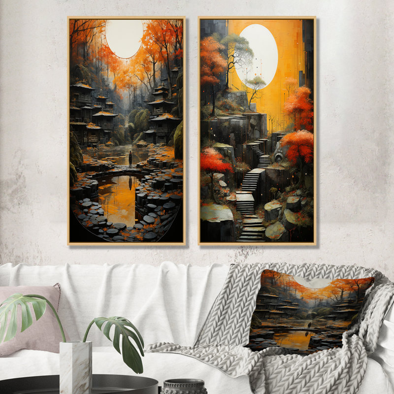 Ensemble de salon Zen Wall Harmony, H 28 po x l 25 po, Encadrement brun