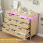 Commode 8 tiroirs avec prise de courant et lumière DEL RVB - Commode moderne avec station de charge pour chambre à coucher, salon, placard