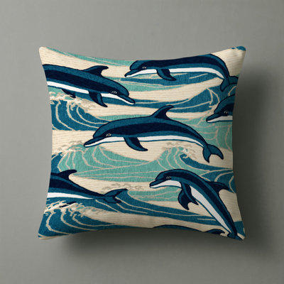 Stylized marine life Nautical Indoor and Outdoor Throw Pillow