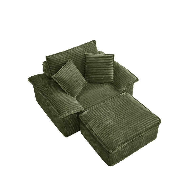 Ensemble de canapé-lit surdimensionné de 47 po et demi avec siège profond et repose-pieds mobile à 2 couches, canapé-lit Cloud avec méridienne, canapé-lit modulaire à 1 place pour le salon, non-assemblé en molleton, noir