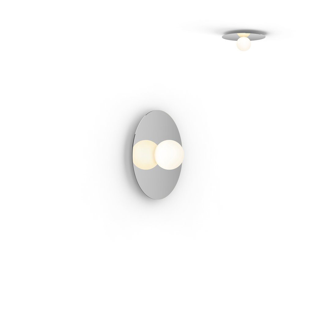Bola Disc Single Light Flush Mount, Chrome, 6.2" H x 12" W x 12" D