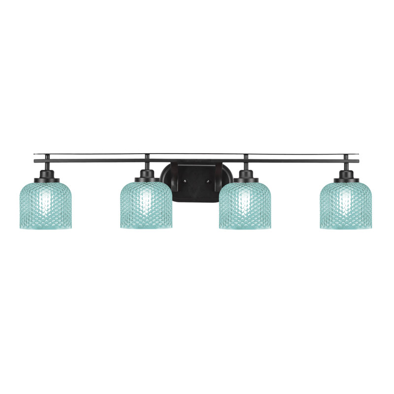 Barre d'éclairage de salle de bain 4 lumières Scituate, Bleu, Noir mat