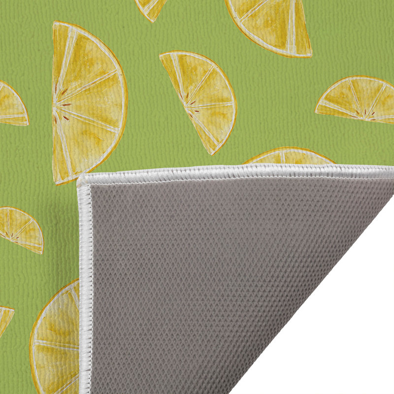 Summer Lemon Outdoor Doormat, 34" W x 21" L, Bright Lime
