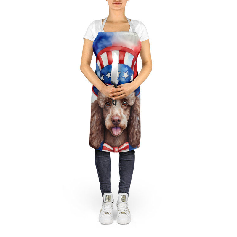 Patriotic American Apron, Brown Poodle