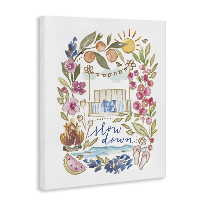 Slow Down Summer Florals Canvas Wall Art by Blue Chair Blessing, 48" H x 36" W