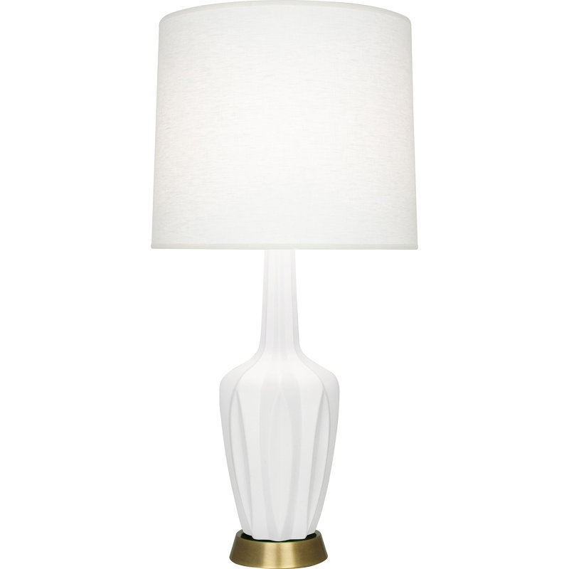 Petite lampe d'appoint Emma, H 34,25 po x l 7,38 po x P 15 po, Lis mat lustré, Céramique / métal