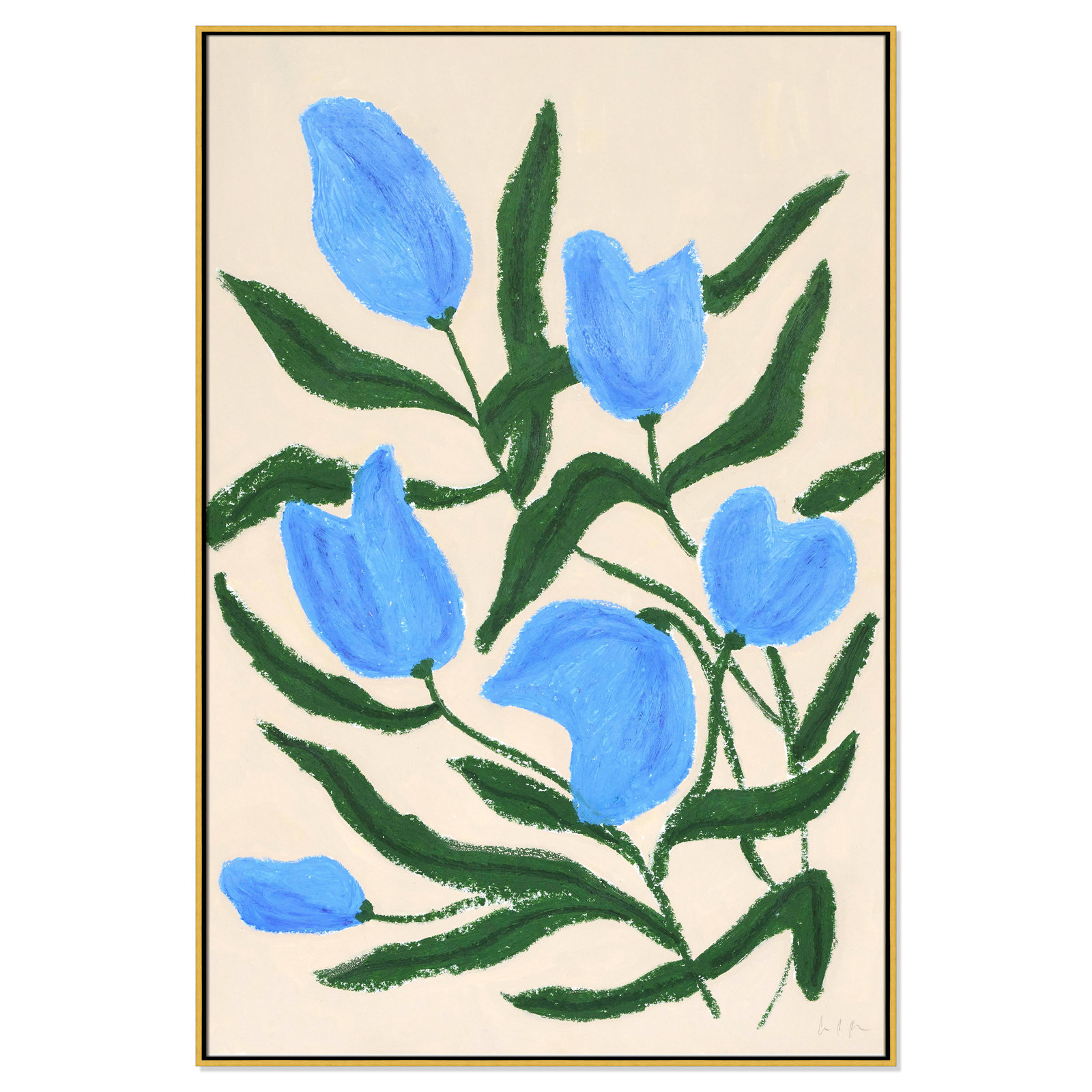 Blue Tulips Print by Camilla Bergqvist, Gold, 61.5" H x 41.5" W