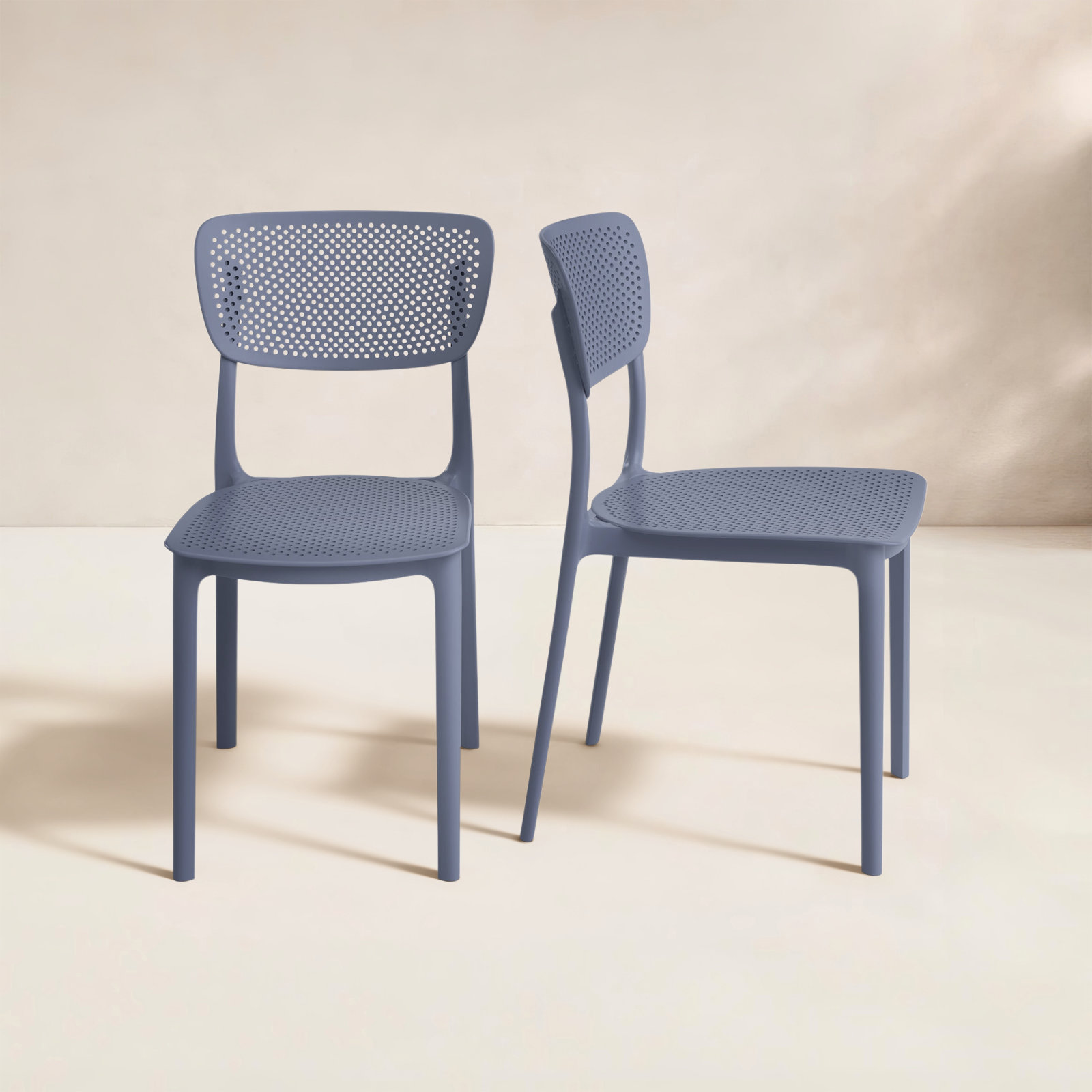 Farrah Stacking Patio Dining Side Chair, Dark Gray