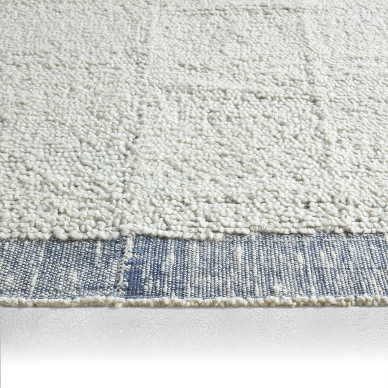 Higher Ground​ Mazie HRG01 Handwoven Moroccan Ivory/Blue Area Rug, Rectangle 10' x 14'