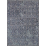 Tapis unique en laine noué à la main marine foncé 5 pi 3 po x 7 pi 5 po Finlas