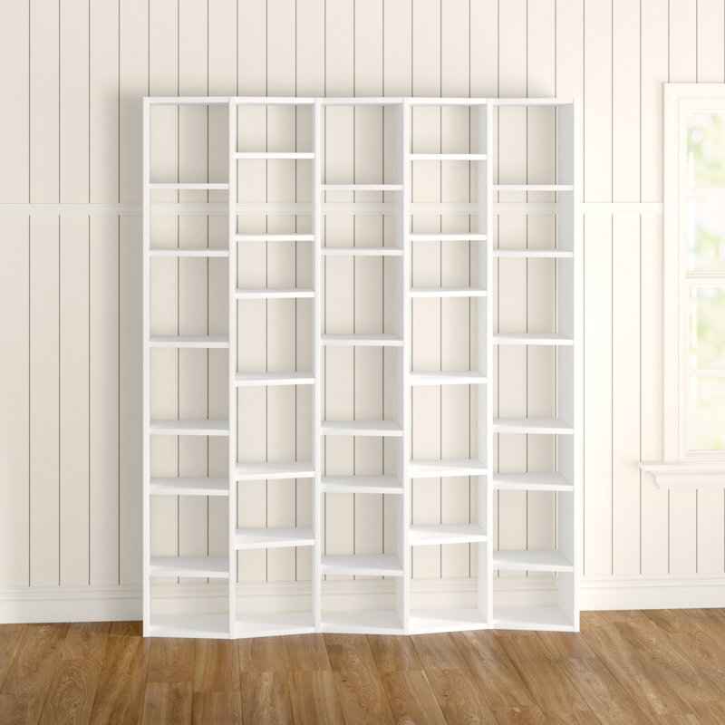 Susitna 224cm H x 182cm W Geometric Bookcase, Pure White