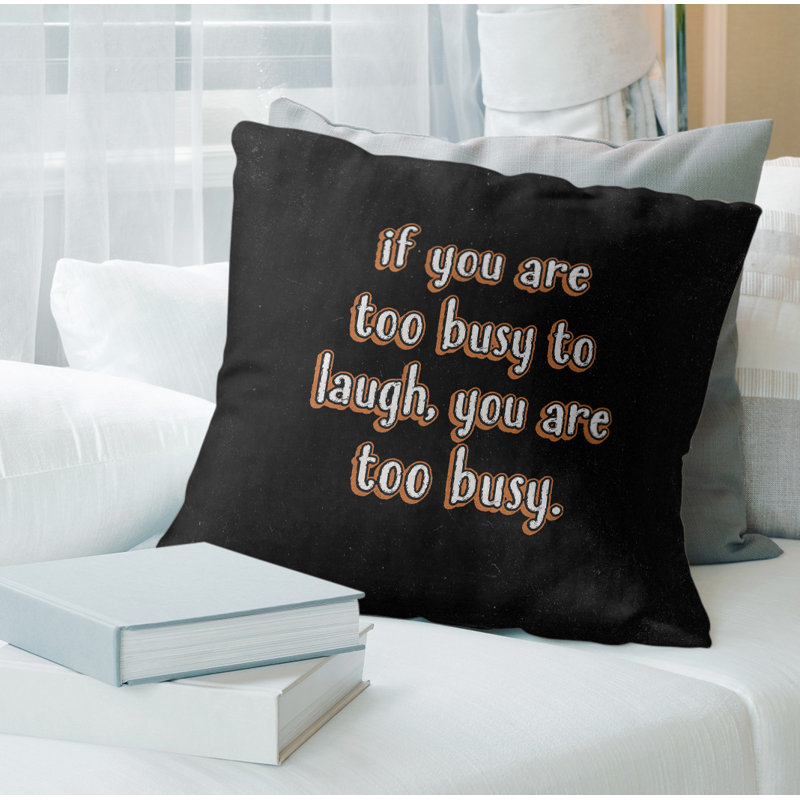Coussin «Make Time For Laughter», 16 po x 1 po, Orange, Housse de coussin seulement - sans insert