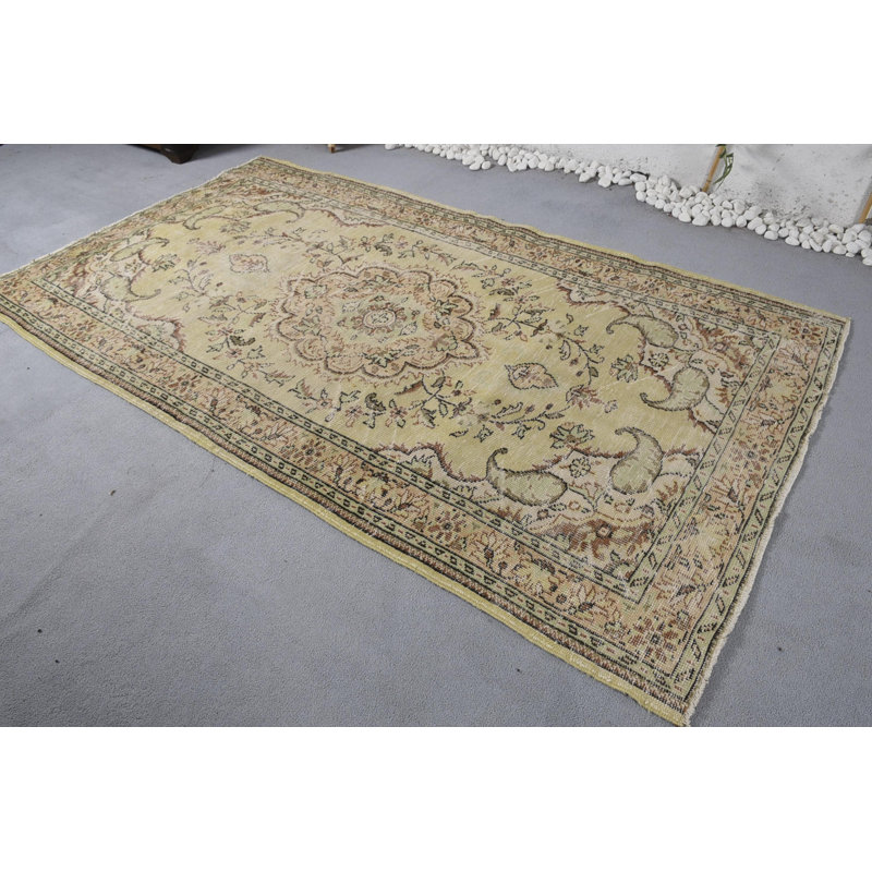 Tapis rétro, tapis jaune, tapis rétro, tapis de luxe, grands tapis 4,8 x 8,5 pi, tapis rétro