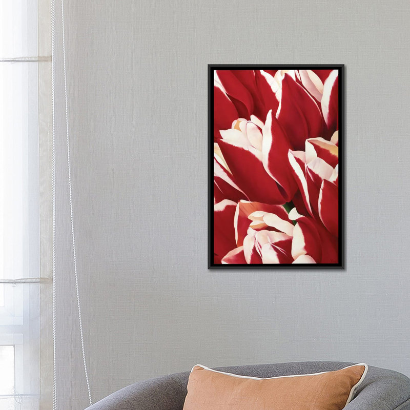 «Red & White II», impression sur toile, H 26 po x l 18 po x P 1,5 po, Toile avec cadre noir, Pas de tapis