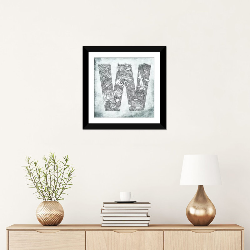"Washington D.C." par Sasha, impression sur toile, Papier d'art encadré noir, Blanc, H 16 po x l 16 po x P 1 po