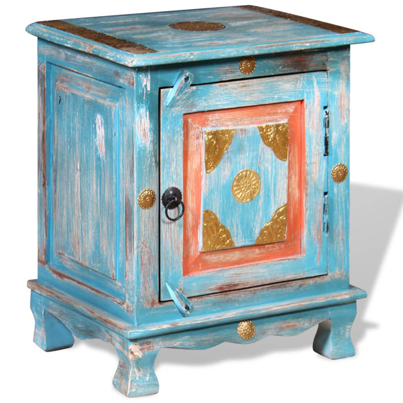 Paddington 40cm W Solid Wood Bedside Table, Blue