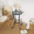 Patio Side Table With Shelf,Blue+Black