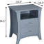 Table de chevet grise pour la chambre à coucher - 2 tiroirs et tablettes ouvertes pratiques avec tablette améliorant la fonctionnalité
