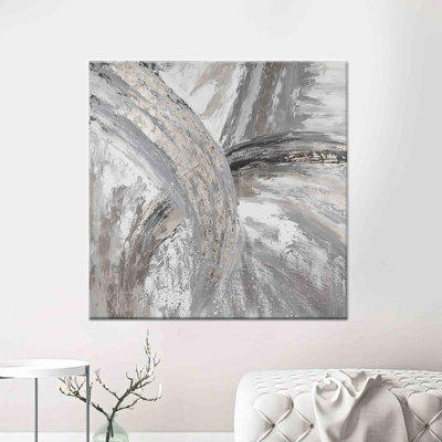 Impression moderne sur toile marbrée gris argenté moderne: art de la décoration intérieure élégante, 1P