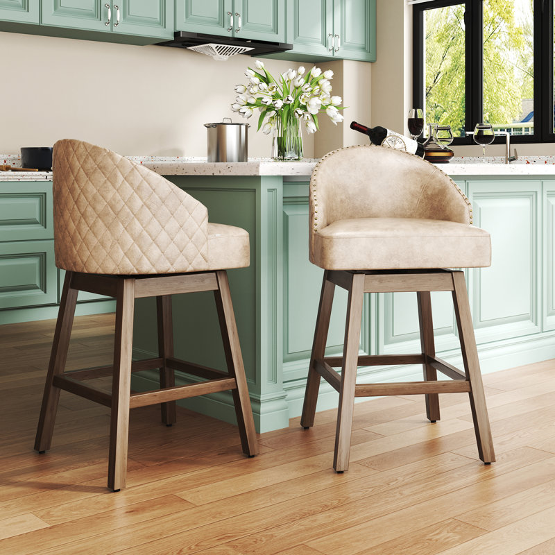 Nivelles Swivel Upholstered Counter Stool, Brown, Tan