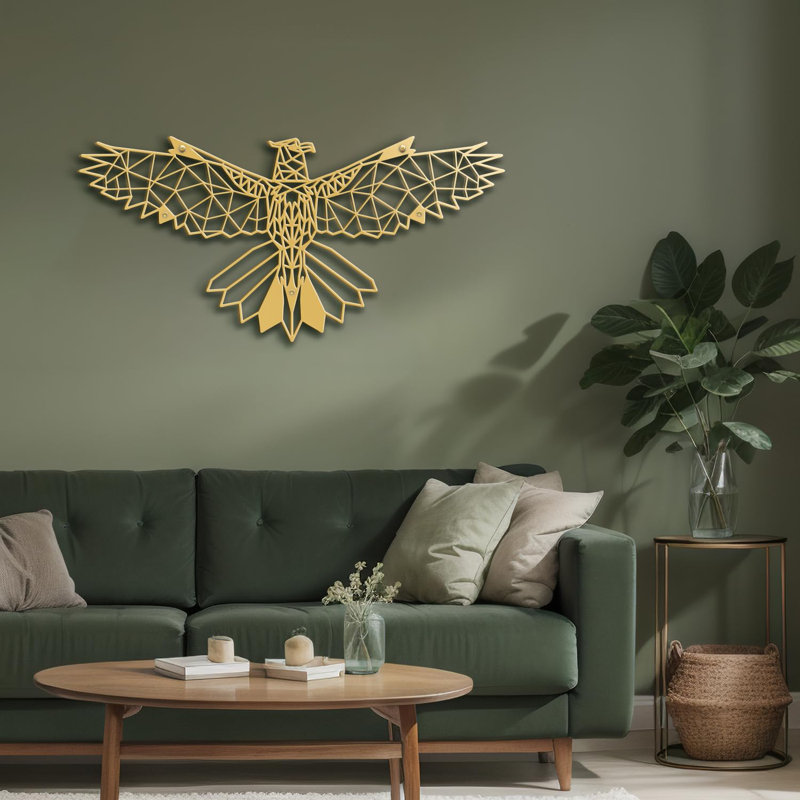 Aigle frappant le ciel, décoration murale abstraite moderne, décoration murale suspendue, Doré