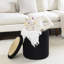 Ensemble de 2 repose-pieds avec rangement Teddy Fuzzy, tabouret de rangement cylindrique rond avec couvercle en bois réversible, table d'appoint multifonctionnelle avec repose-pieds rembourré pour le salon, la chambre à coucher,