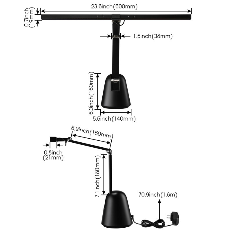 LED Piano Light with Sturdy Base, 4 Color Modes& 5 Brightness Levels Dimmable CRI95 ETL Listed